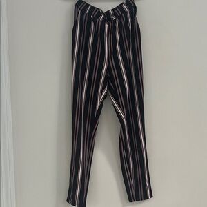 SHEIN Black and Pink Striped Straight Leg Pants